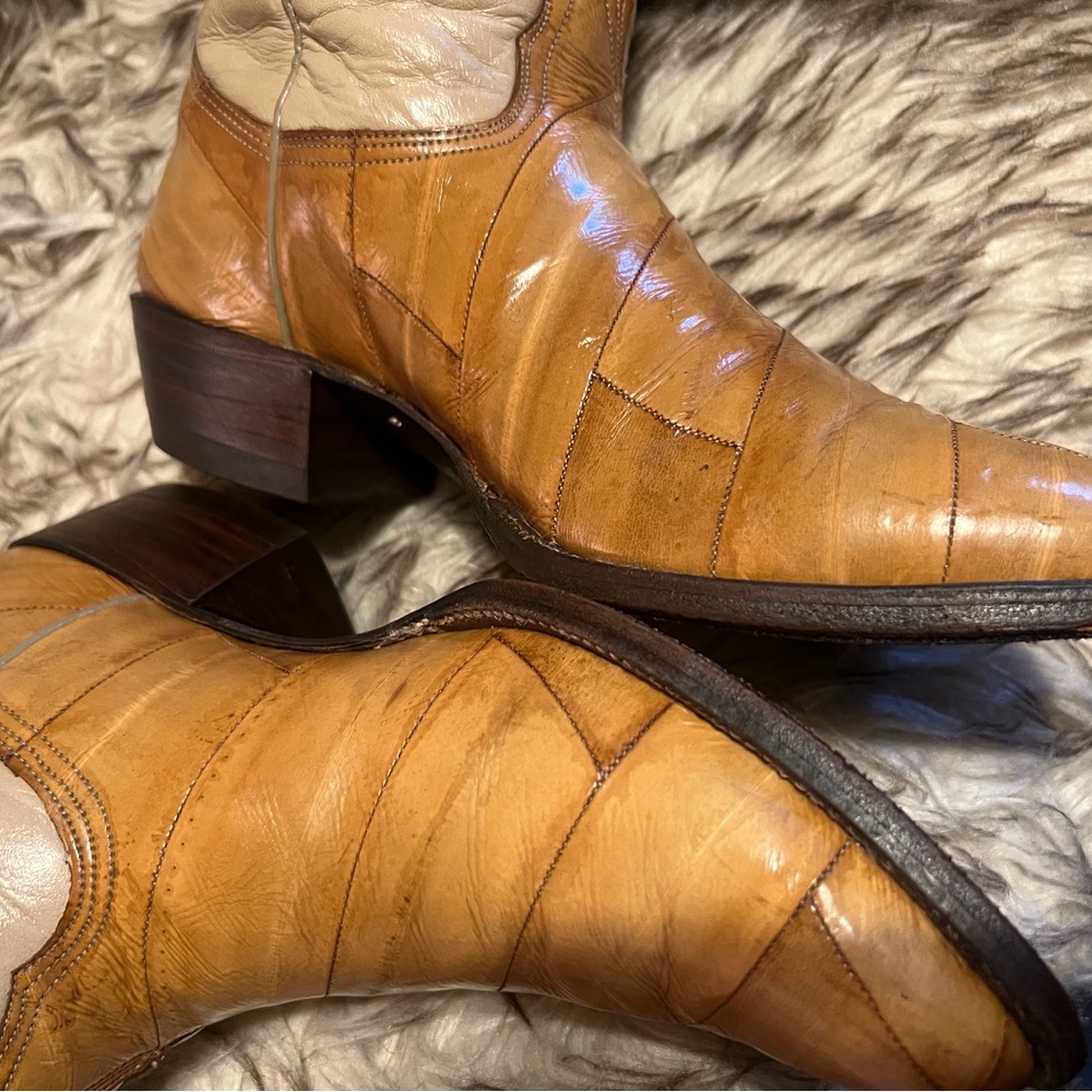 Nocona Tan and Cream Men's EEL & Leather western cowboy Boots 8.5 D - Picture 12 of 15